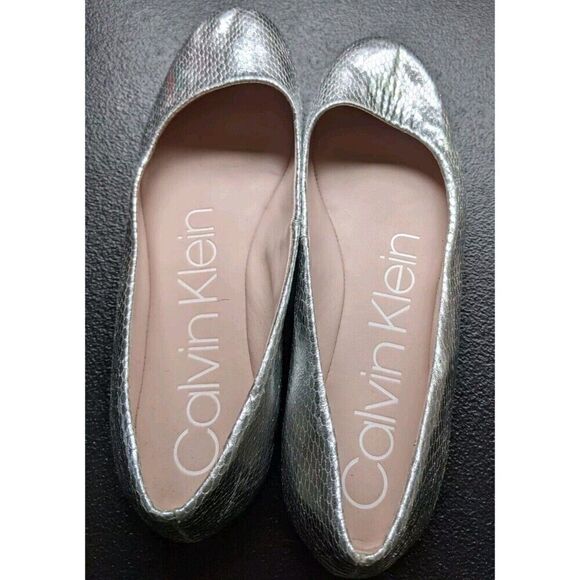 Calvin Klein Kosi Ballet Flats Silver Metallic Mini Python Size 7 - Picture 10 of 10